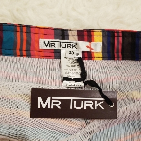 💕MR TURK (TRINA TURK)💕 Striped Chico Swim Trunks - Picture 8 of 8